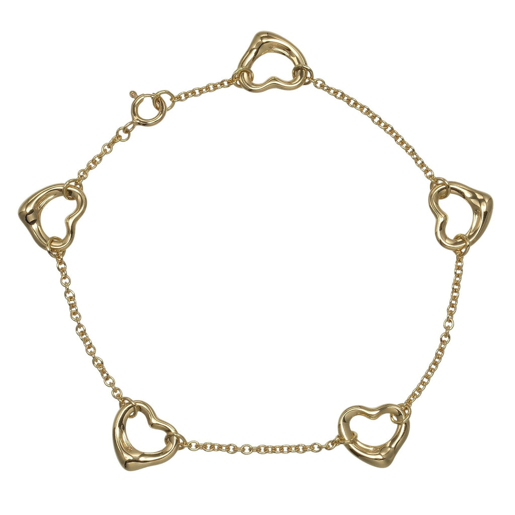 【美品】Tiffany オープンハート5連 ブレスレット TIFFANY&Co.】ティファニー オープンハート 5モチーフ ブレスレット