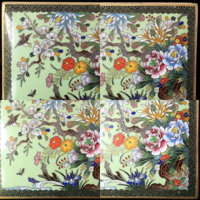 時代物 有線七宝 銅地内鍍金 山水葛屋彫 宝石箱 陶磁器 _ 骨董品 時代物 有線七宝 銅地内鍍金 山水葛屋彫 宝石箱 陶磁器 骨董品
