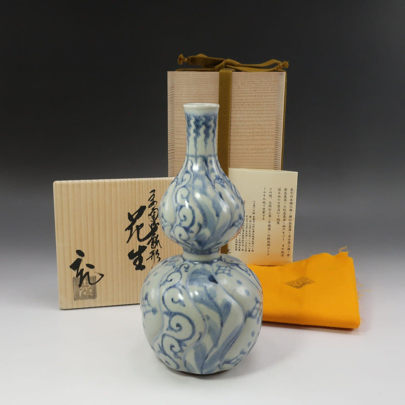 【kyoyaki】京焼 手塚充 造 瓢形花生 骨董品