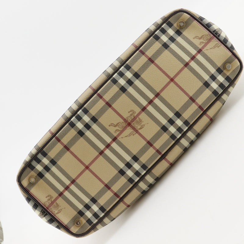 BURBERRY ヘイマーケットチェック　トートバッグPVC レザー BURBERRY】バーバリー ヘイマーケットチェック トートバッグ