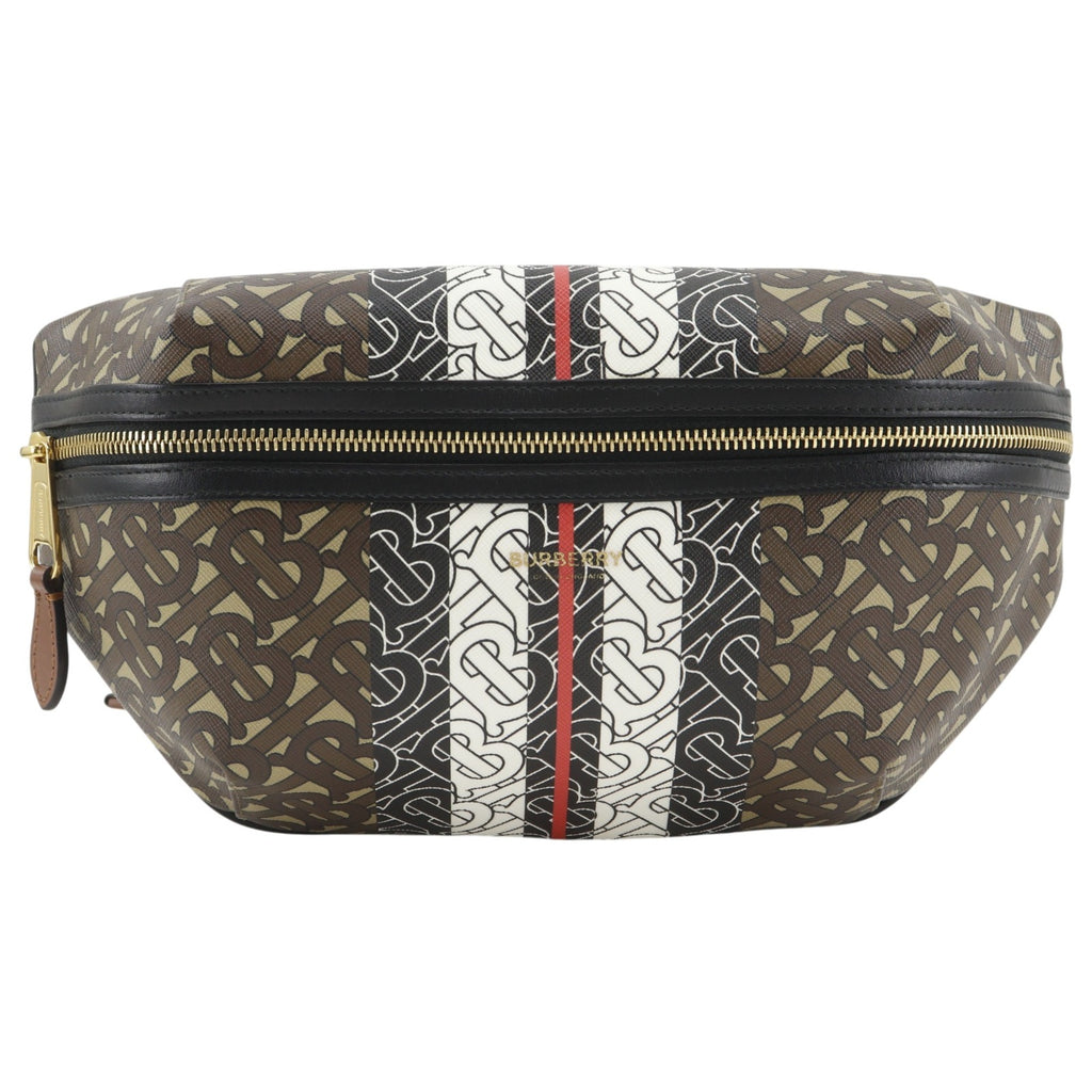 BURBERRY】バーバリー TBモノグラムストライプ Eキャンバス バムバッグ