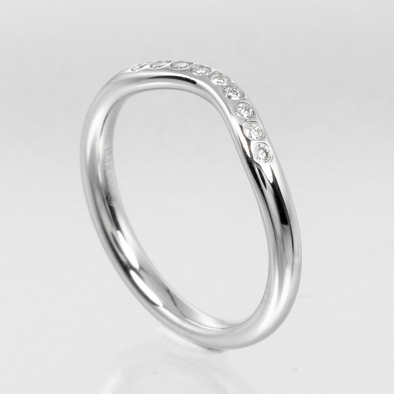 [Tiffany＆Co。] Tiffany Curve Devand No. 7 Ring / Ring PT950 Platinum X 9P钻石3.47G弯曲乐队女士
