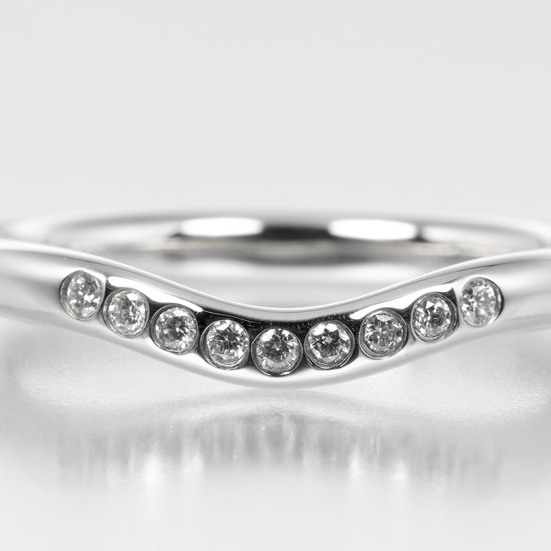 [Tiffany＆Co。] Tiffany Curve Devand No. 7 Ring / Ring PT950 Platinum X 9P钻石3.47G弯曲乐队女士