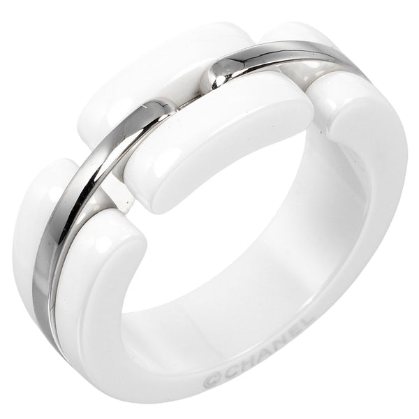 [CHANEL] Chanel 
 Ultra Collection No. 6.5 Ring / Ring 
 K18 White Gold x White Ceramic Approximately 6.34g Ultra Collection Ladies A Rank