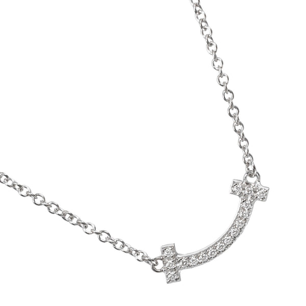 [Tiffany & co.] Tiffany 
 T Smile Mini Collar 
 K18 White Gold x Diamond aproximadamente 2.35 g tm Smile mini damas un rango
