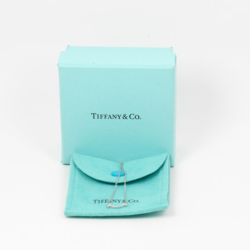 [Tiffany＆co。] Tiffany T微笑迷你项链K18白金X钻石大约2.35g T微笑迷你女士