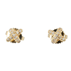 [TIFFANY & CO.] Tiffany 
 Cross stitch earrings 
 K18 Yellow Gold x Diamond about 1.44G Cross-Stitch Ladies A Rank