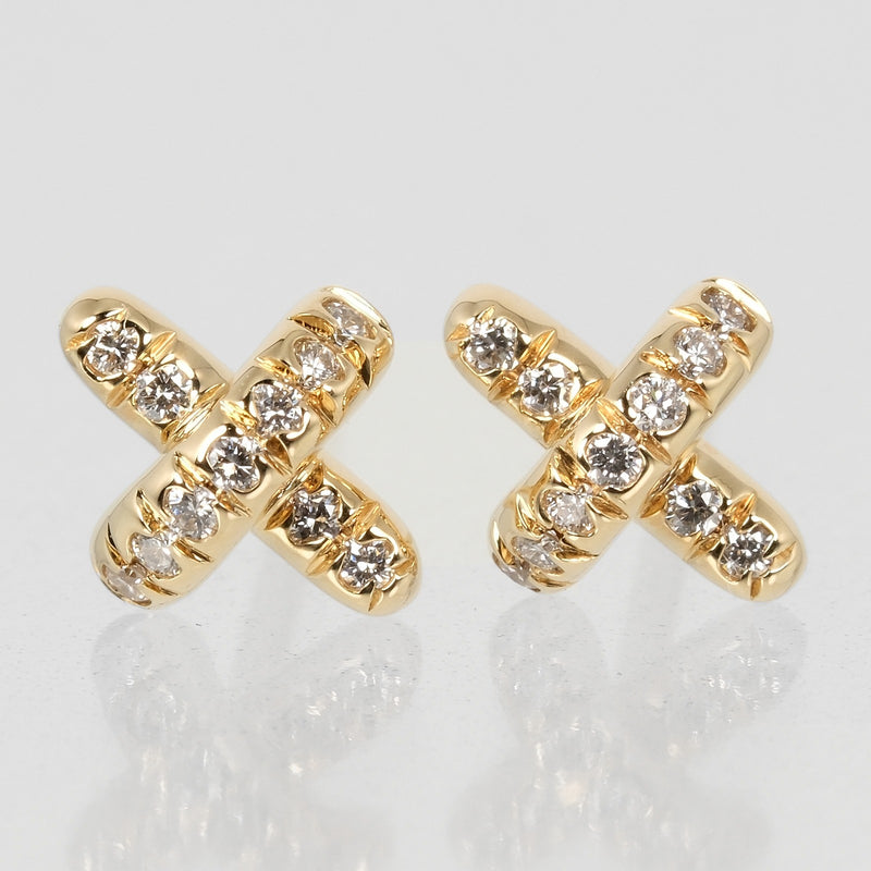 [Tiffany & co.] Tiffany 
 Pendientes de punto de cruz 
 K18 Gold Yellow Gold x Diamond Aproximadamente 1.44 g Señadas de punto de cruz un rango