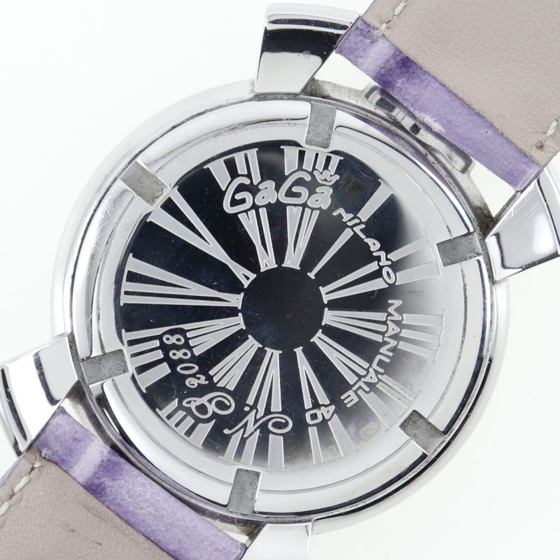 [GAGA MILANO] Gaga Milano 
 Manurer 40 Watches 
 Stainless steel x leather silver quartz analog display White shell dial Manure 40 men's