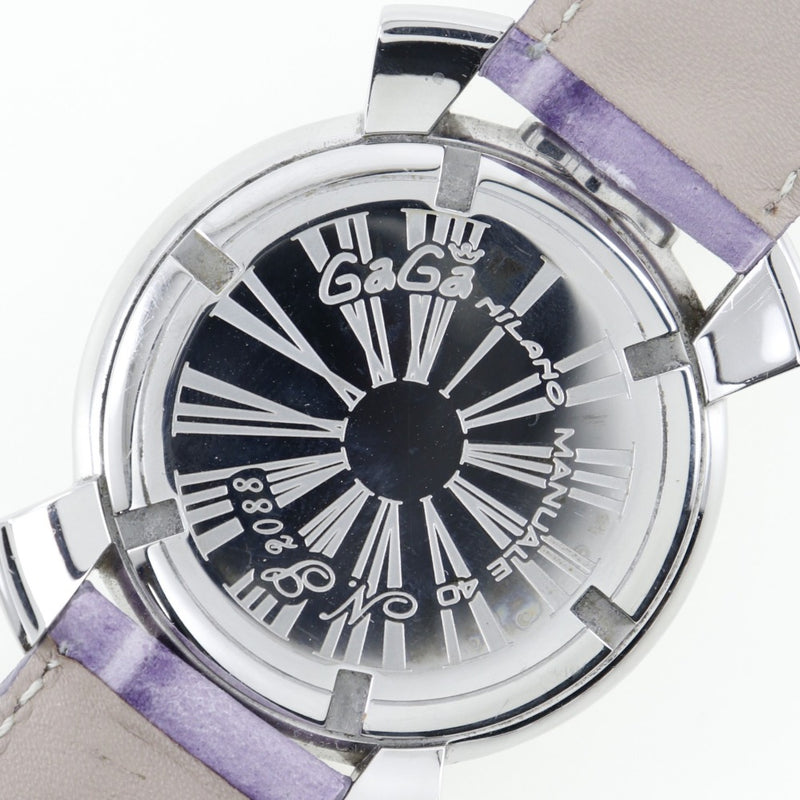 [Gaga Milano] Gaga Milano 
 Manurer 40 relojes 
 Acero inoxidable x Display analógica de cuarzo de cuero de cuero Estiércol de la dial de carcasa blanca 40 hombres