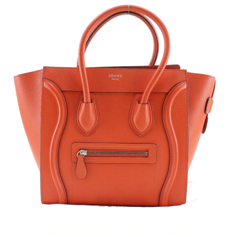 [Celine] Celine 
 Luggage micro shopper handbag 
 167793DRU.27 Leather vermilion fastener Luggage Micro Shopper Ladies A Rank