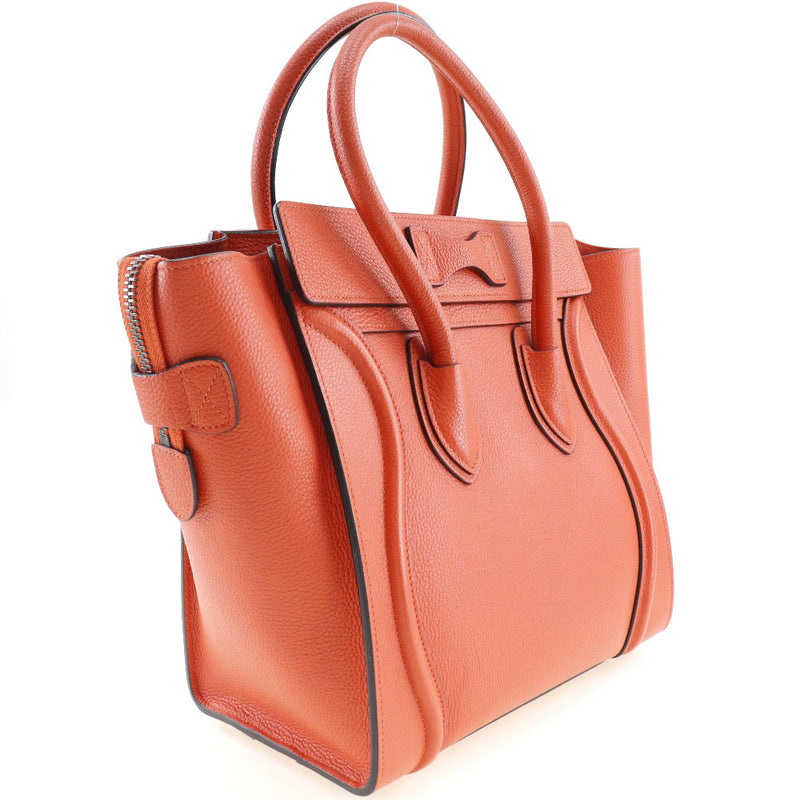 [Celine] Celine 
 Luggage micro shopper handbag 
 167793DRU.27 Leather vermilion fastener Luggage Micro Shopper Ladies A Rank
