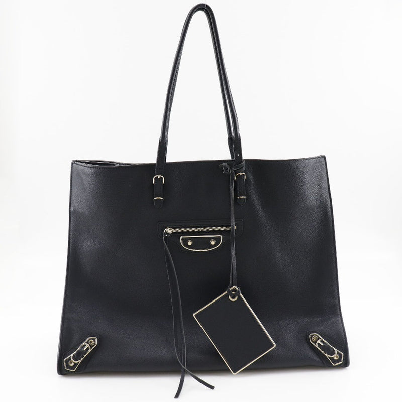 BALENCIAGA Balenciaga Paper tote tote bag 387480 Leather Black Open KYOTO NISHIKINO