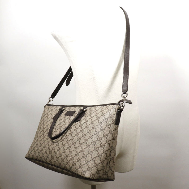 [GUCCI] Gucci 
 GG Sprem tote bag 
 2way shoulder 410748 GG Sprem Canvas x Leather Brown Fastener GG Supreme Unisex A Rank