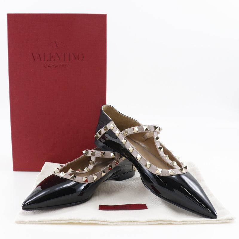 [Valentino] Valentino 
 Studs pumps 
 Enamel x Leather Black/Beige Studs Ladies A+Rank