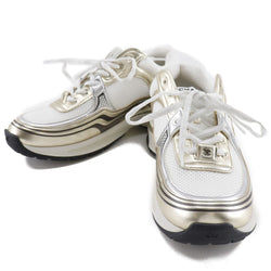 [Chanel] Chanel Plain Logometallic Sneakers Street Style G39794 White / Gold / Black Plain Logo Metallic Men's a +