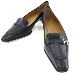 [Hermès] Hermes H Pumps de logo 022035Z Cuir noir / argent matériel h Logo Logo Mases A + Rank