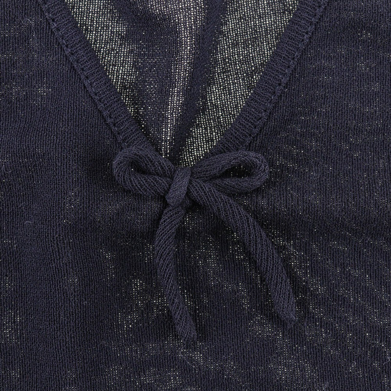 [GUCCI] Gucci 
 Cut -and -sew 
 Ribbon Cotton Black Ladies A+Rank