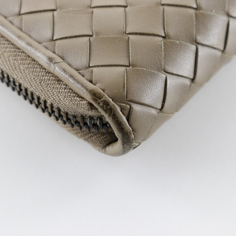 [Bottegaveneta] Bottega Veneta 
 圆形拉链长钱包 
 Interecchart Calf Calf米色拉链围绕中性