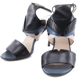 [FENDI] Fendi Monster Sandal Ankle Strap Calfskin Black/Blue MONSTER Ladies