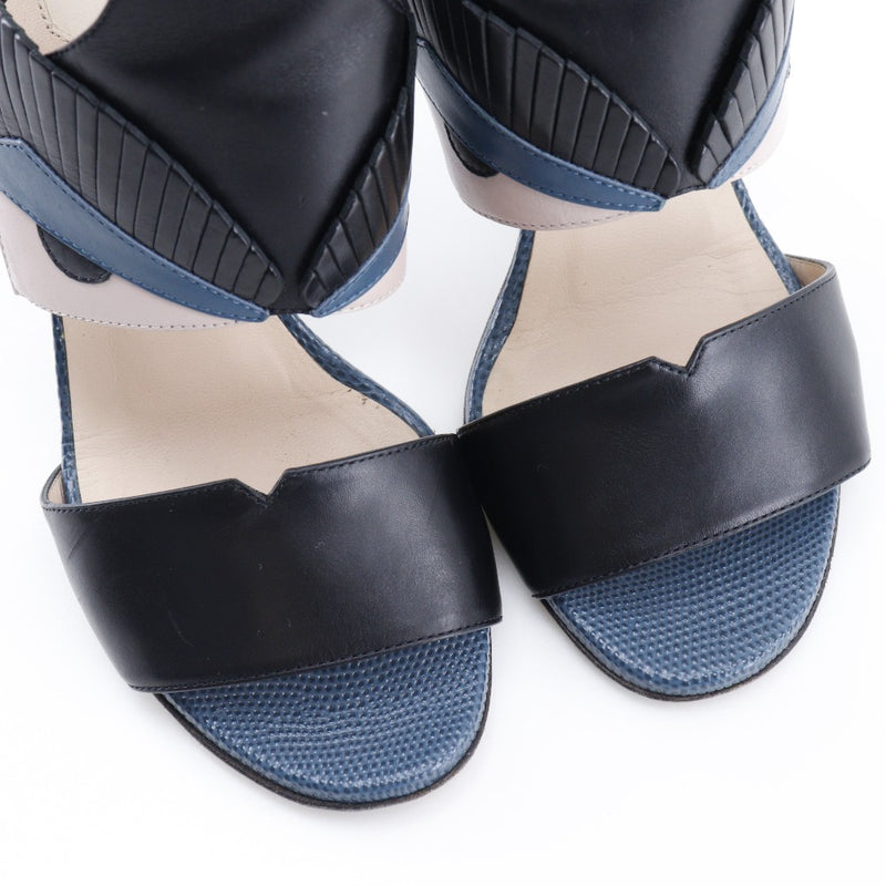 [FENDI] Fendi Monster Sandal Ankle Strap Calfskin Black/Blue MONSTER Ladies