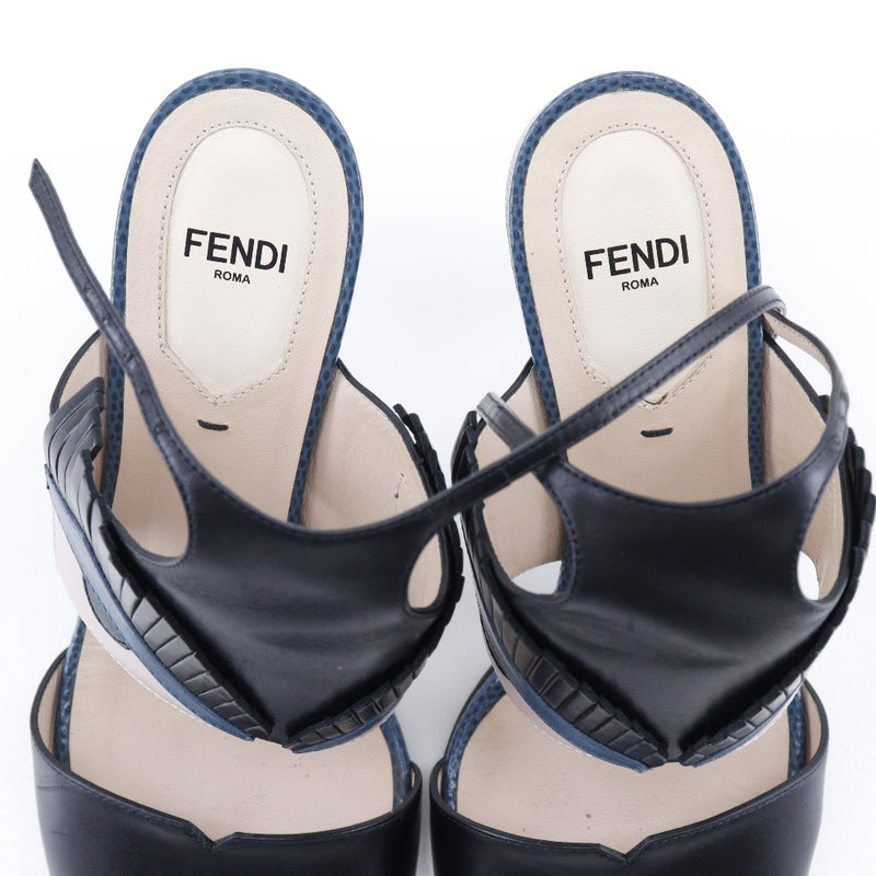 [Fendi] Fendi monstruo sandalia correa de tobillo de tobillo negro/azul monstruo damas