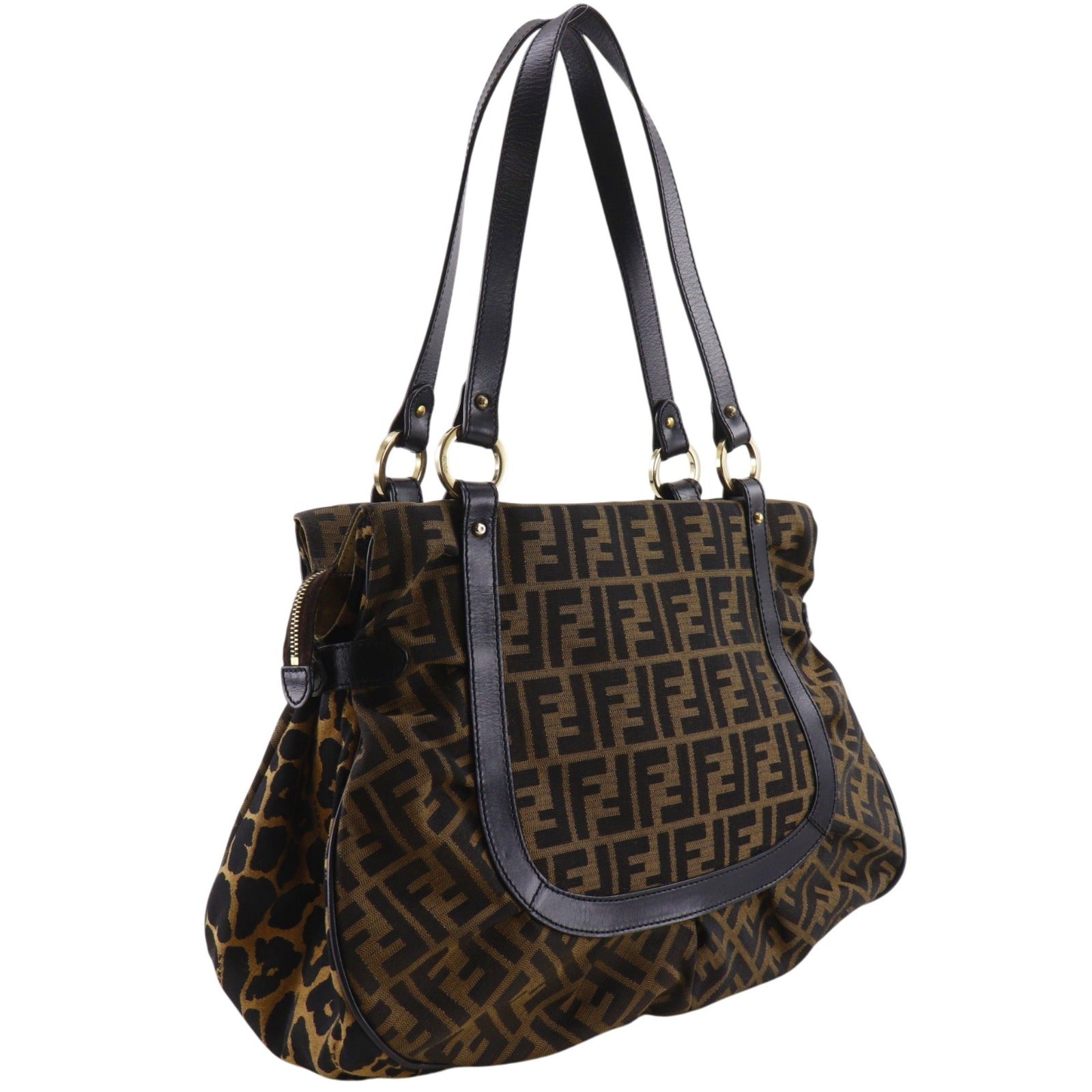 フェンディ　ヴィンテージ　ファ　トートバッグ FENDI】フェンディ ズッカ レオパード トートバッグ 8BH629