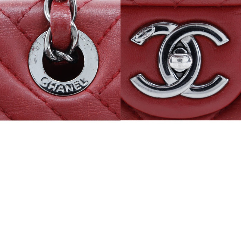 [CHANEL] Chanel 
 Chain shoulder shoulder bag 
 Lambskin red diagonal shoulder 2way A5 turn lock CHAINSHOULDER Ladies