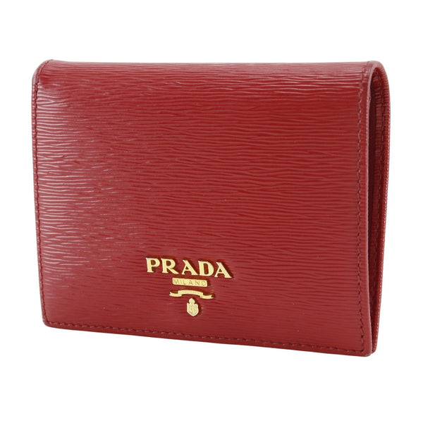 【PRADA】プラダ
 二つ折り財布
 IMV204 2EZZ F0D1700 カーフ LACCA 赤 オープン レディース