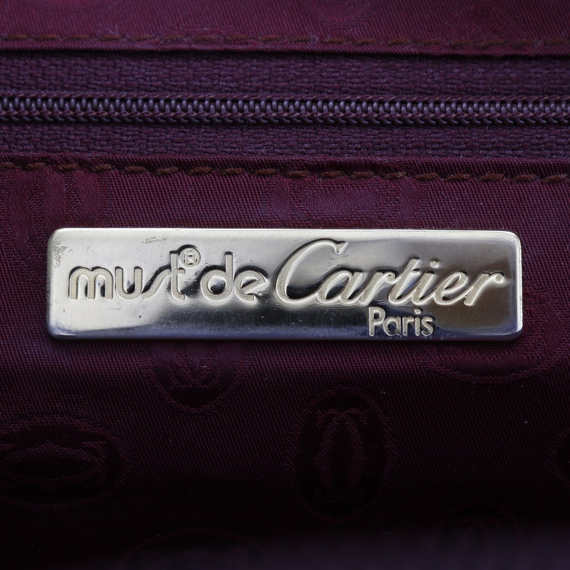 【CARTIER】カルティエ
 セカンドバッグ
 レザー ワインレッド 手提げ A5 ファスナー メンズ