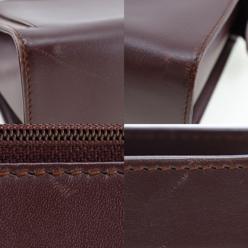 [Cartier] Cartier 
 Second bag 
 Leather wine red handbag A5 fastener men's