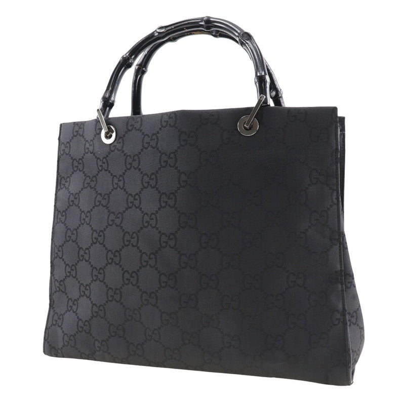 [GUCCI] Gucci 
 Bamboo handbag 
 002 /1010 Nylon Canvas x Bamboo Black Handscape A5 Open Bamboo Ladies