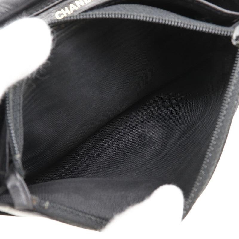 [샤넬] 샤넬 
 체인 지갑 롱 지갑 
 특허 가죽 블랙 스냅 버튼 체인 지갑 숙녀