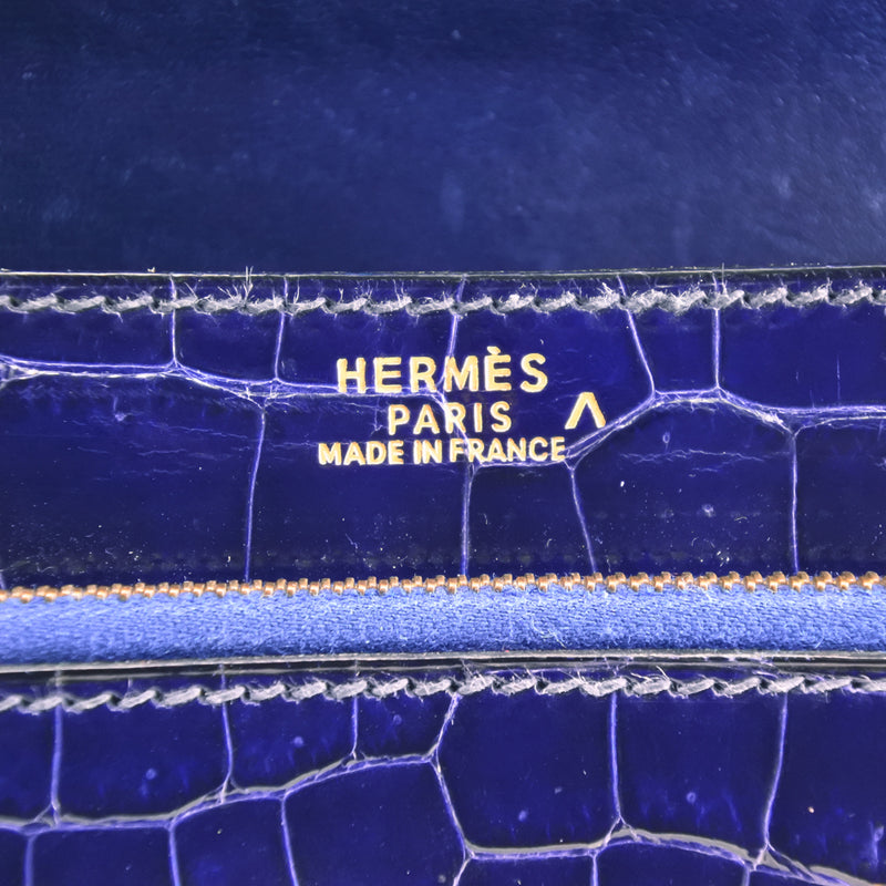 [HERMES] Hermes 
 Sack Adepesh second bag 
 Porosus Navy blue X engraved handbag A5 Pachinko lock Sac Adepeche Men's