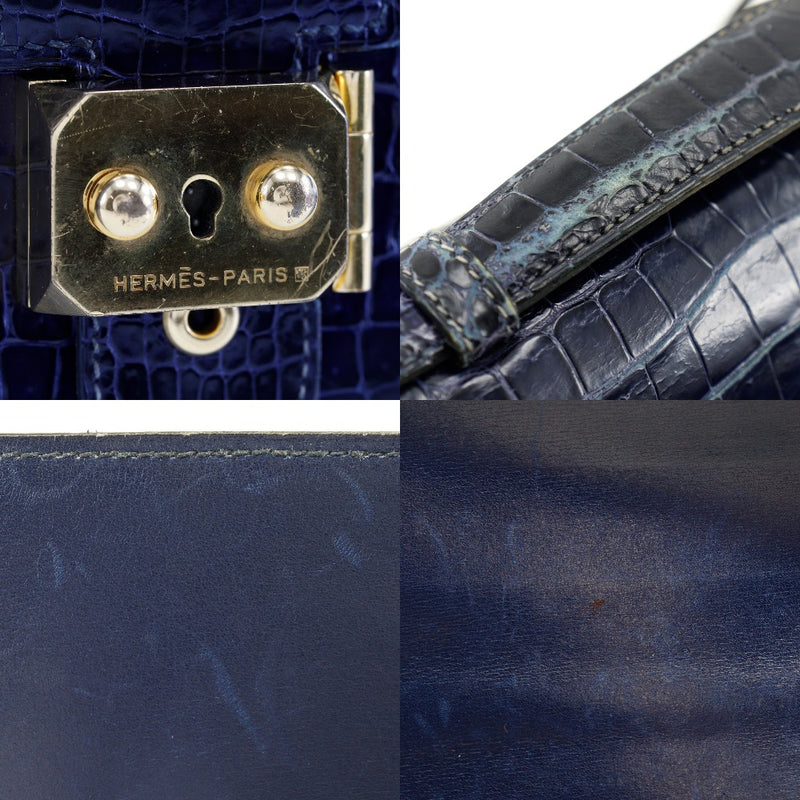 [HERMES] Hermes 
 Sack Adepesh second bag 
 Porosus Navy blue X engraved handbag A5 Pachinko lock Sac Adepeche Men's