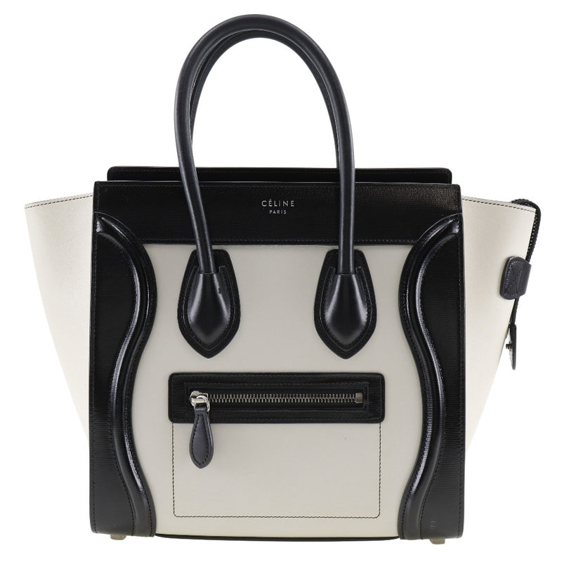 【CELINE】セリーヌ
 ラゲージマイクロ トートバッグ
 カーフ オフホワイト 手提げ A5 ファスナー Luggage micro レディースA-ランク