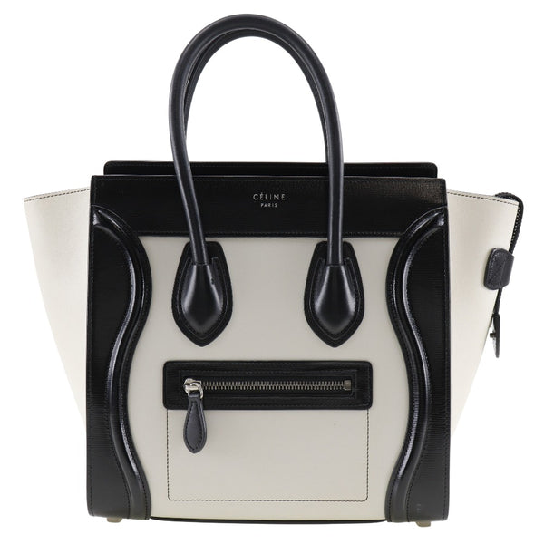 [Celine] Celine 
 Maggage Micro Tote Bag 
 Calf-Off White Handbag A5 Fastener Luggage Micro Ladies A-Rank