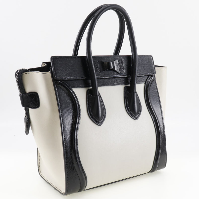 [Celine] Celine 
 Maggage Micro Tote Bag 
 Calf-Off White Handbag A5 Fastener Luggage Micro Ladies A-Rank