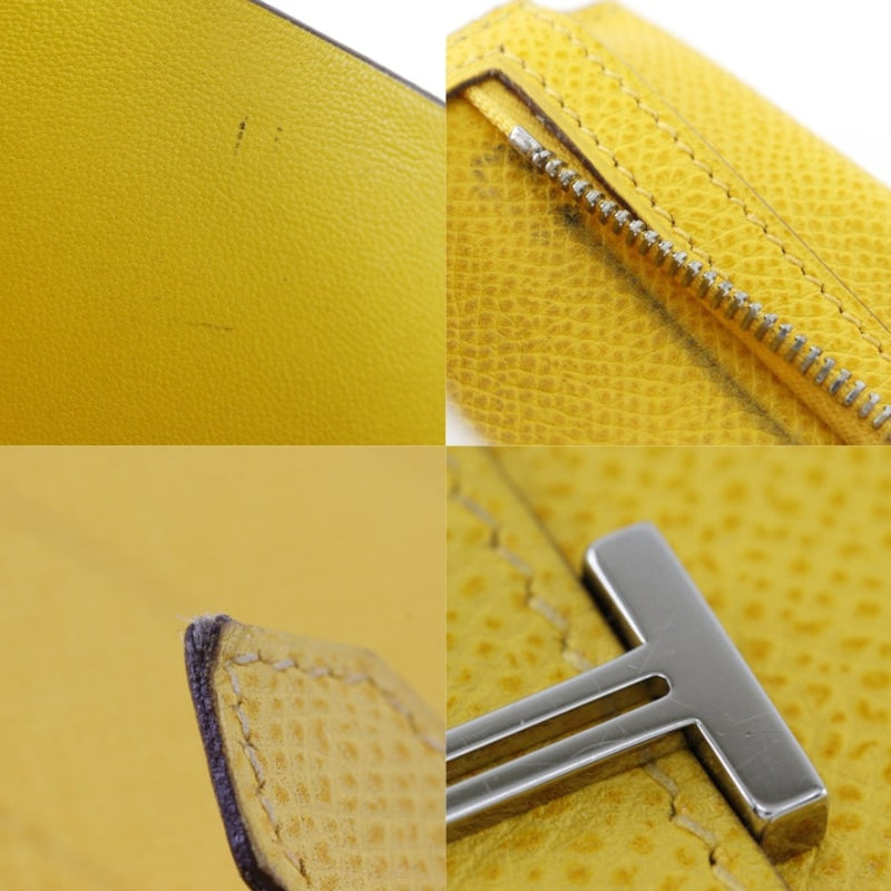 [HERMES] Hermes 
 Bean long wallet 
 Epsom Yellow □ J engraved belt bracket bean unisex A-rank