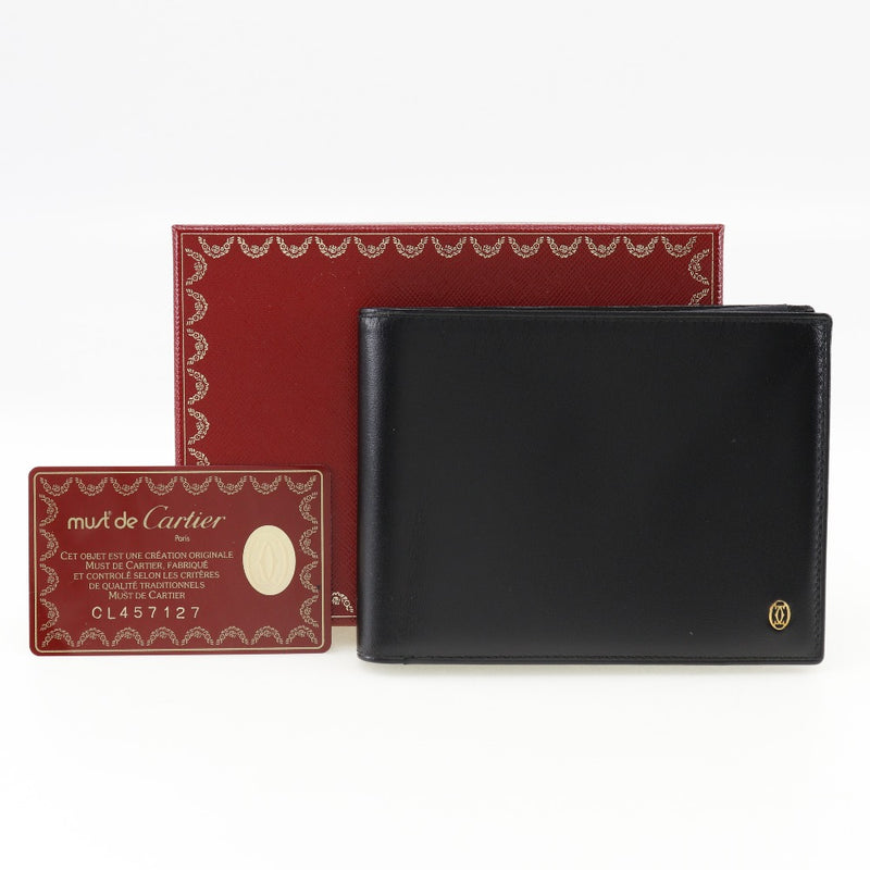 [Cartier] Cartier 
 Pasha de Cartier Bi -fold wallet 
 Calf Black Open Pasha de Cartier Men's A-Rank
