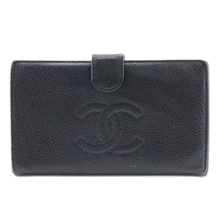 [Chanel] Chanel 
 billetera 
 Caviar Skin Black Snap Button Damas
