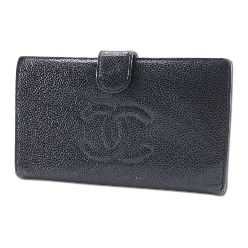 [Chanel] Chanel 
 billetera 
 Caviar Skin Black Snap Button Damas