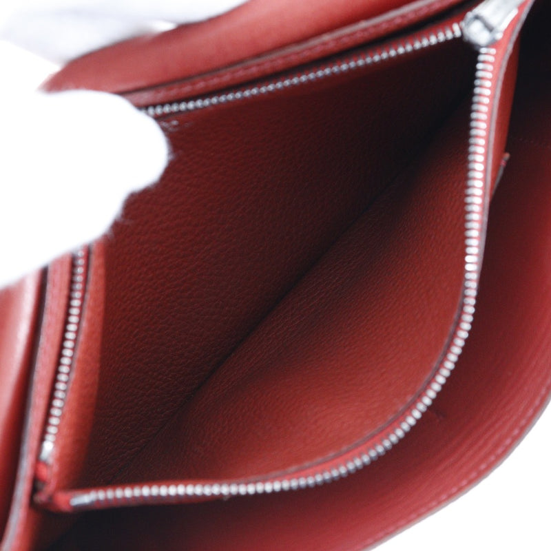 [HERMES] Hermes 
 Dogon long wallet 
 Triyon Clear Remance Red □ H -engraved belt bracket DOGON Ladies