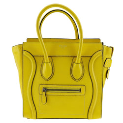 [CELINE] Celine Ragger Micro Handbag Calfskin Yellow handbag A5 Fastener Luggage Micro Ladies