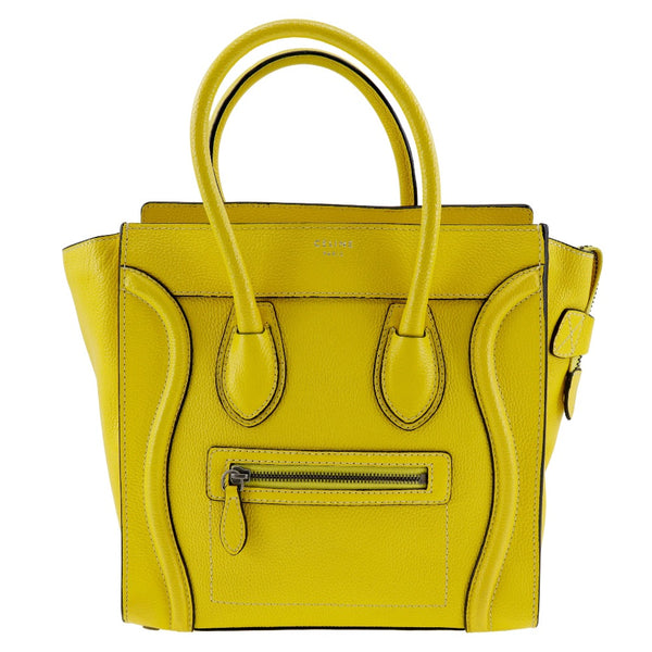 [Celine] Celine Ragger Micro Handbag Calf Calf Yellow Handbag A5紧固件行李微型女士