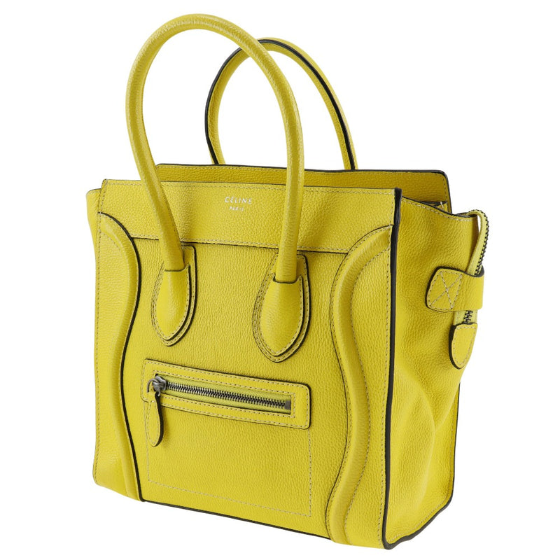 [Celine] Celine 
 Luggage micro handbag 
 Calf Yellow Handscope A5 Fastener Luggage Micro Ladies