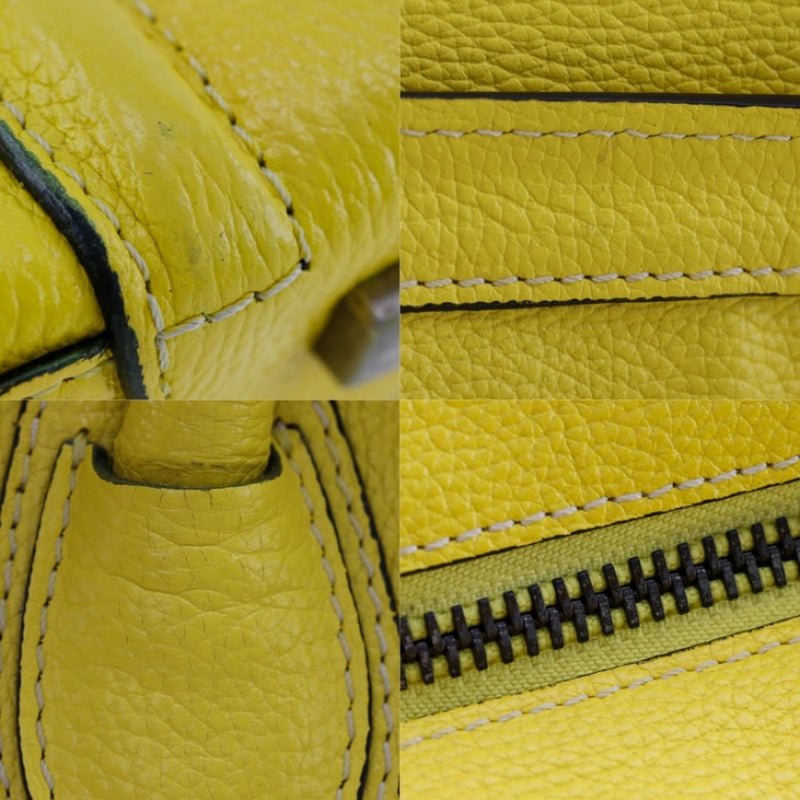 [Celine] Celine 
 Luggage micro handbag 
 Calf Yellow Handscope A5 Fastener Luggage Micro Ladies