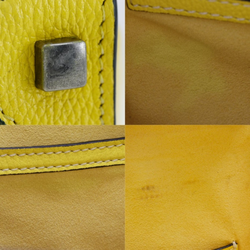 [CELINE] Celine Ragger Micro Handbag Calfskin Yellow handbag A5 Fastener Luggage Micro Ladies