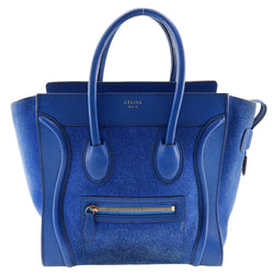 [Celine] Celine 
 Luggage micro handbag 
 Swedes x Calf Blue Handsage Fastener LUGGAGE MICRO Ladies