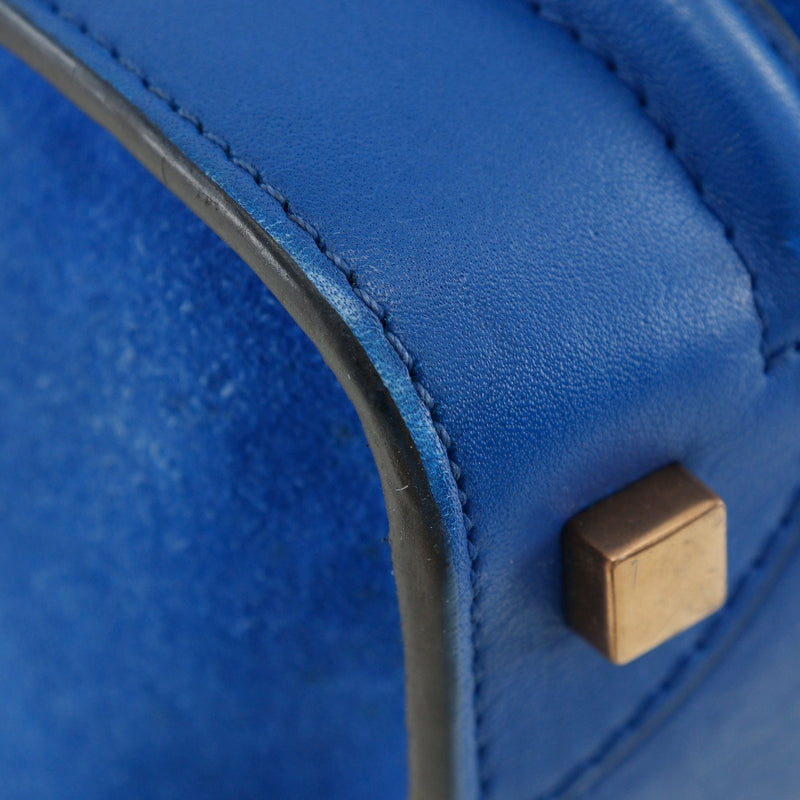 [Celine] Celine 
 Luggage micro handbag 
 Swedes x Calf Blue Handsage Fastener LUGGAGE MICRO Ladies
